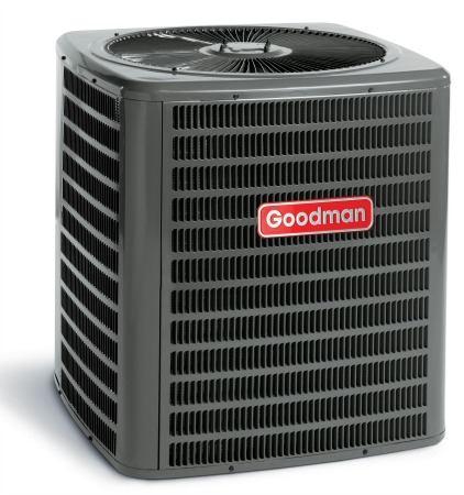 Cheap ACs by brand. Shown here is Goodman's with a 13 SEER.